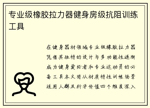 专业级橡胶拉力器健身房级抗阻训练工具